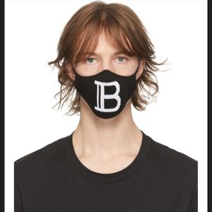 Balmain Black Face Mask with White Lettering